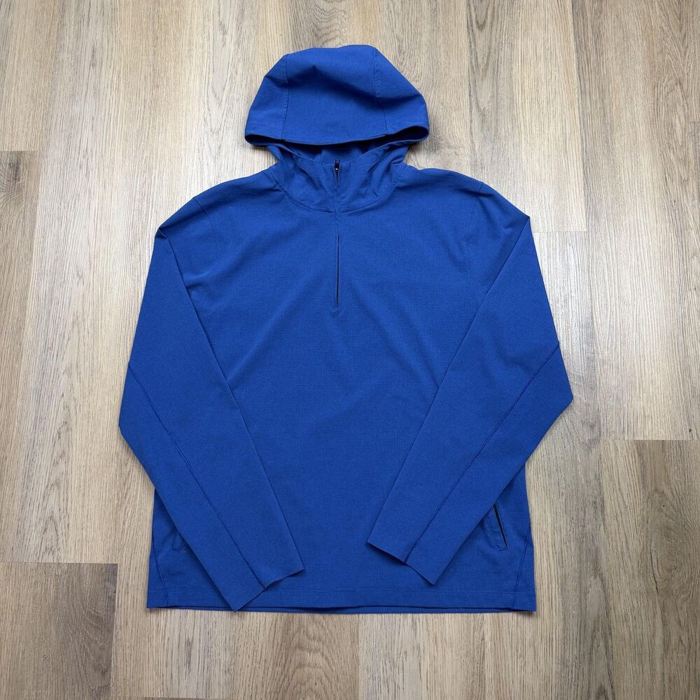 Lululemon Jacket Mens Large Blue 1/4 Zip Knit Pullover Running Reflective